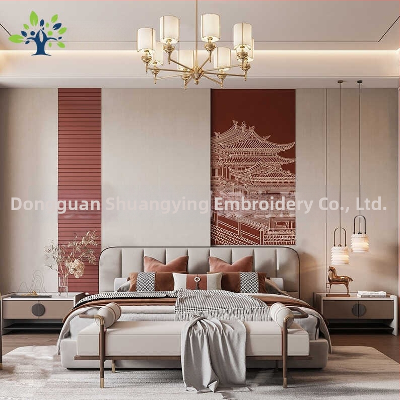 Jauns ķīniešu stila sienas mākslas panelis — ainava ar peoniju, mākslīgā āda, pielāgošana pieejama, zīmols Gold Balance