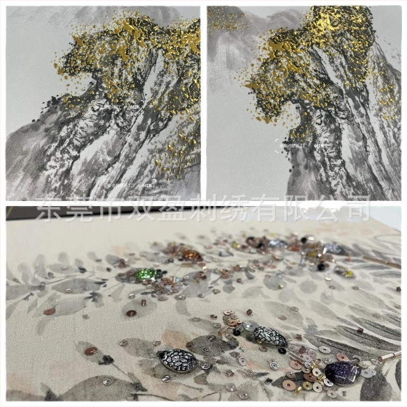 Jauns ķīniešu stila sienas mākslas panelis — ainava ar peoniju, mākslīgā āda, pielāgošana pieejama, zīmols Gold Balance