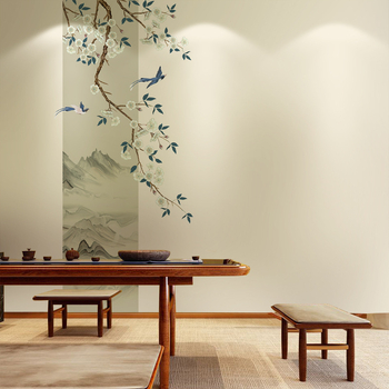 Tapet de perete în stil nou chinezesc, mătase, rezistent la umezeală, calitate premium.