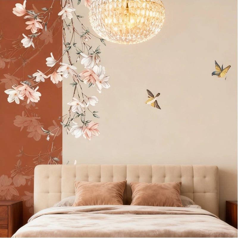 Tapet de perete în stil nou chinezesc, mătase, rezistent la umezeală, calitate premium.