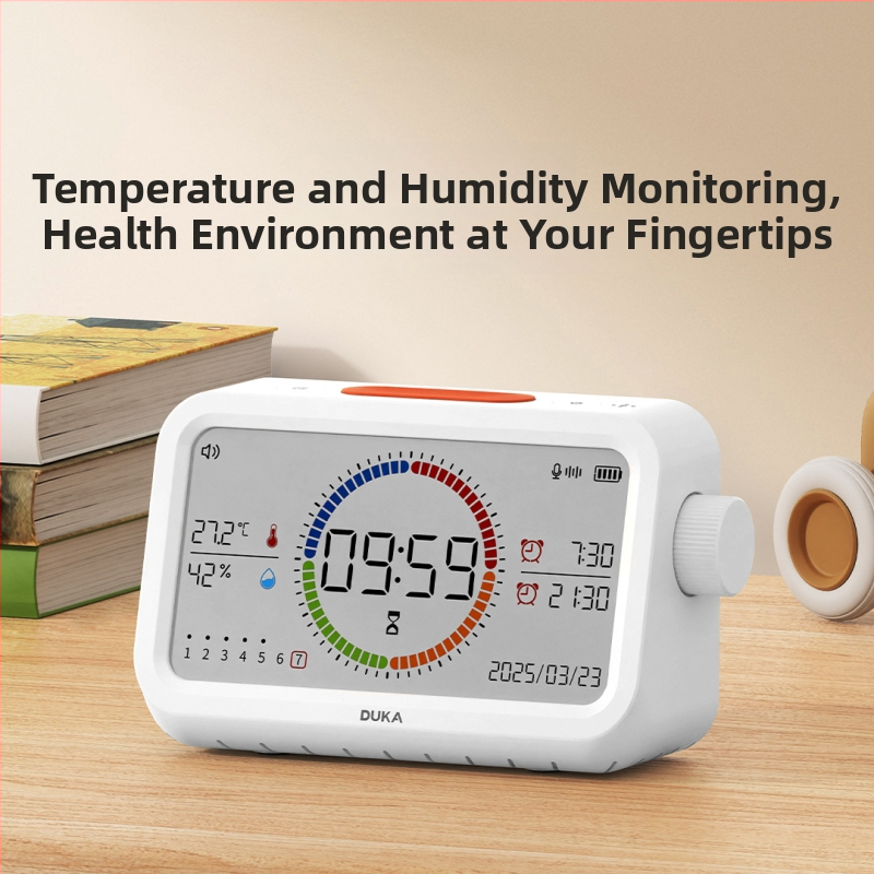 Duke daudzfunkcionāls elektroniskais pulkstenis ar signālu, termometru un mitruma mērītāju; LED displejs ar analogo rādītāju un digitālo rādījumu; kvadrāta formas; darbojas ar bateriju; piemērots guļamistabai, studijai un birojā