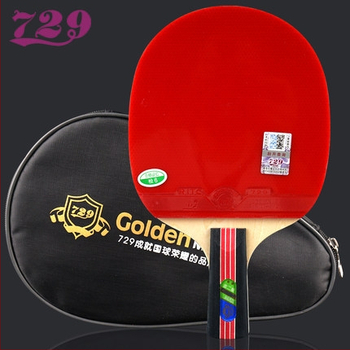 Rachetă tenis de masă 729 Friendship, 5 straturi din lemn, lamă de plop, cauciuc cu adeziv invers, priză orizontală, single