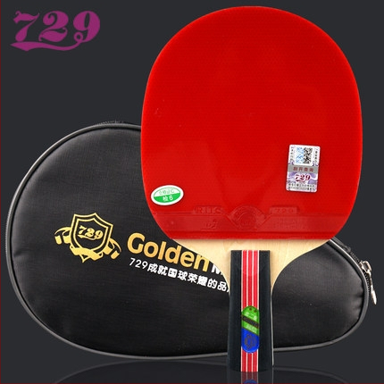 Rachetă tenis de masă 729 Friendship, 5 straturi din lemn, lamă de plop, cauciuc cu adeziv invers, priză orizontală, single