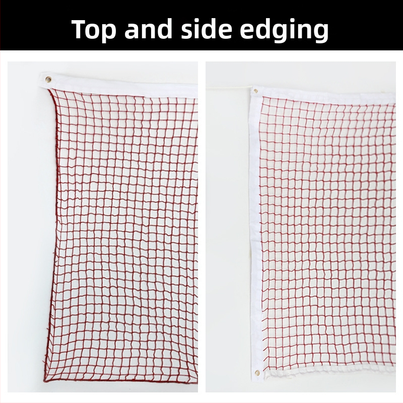 Prenosná sieť na bedminton do interiéru aj exteriéru – štandardné súťažné tréningy; očká siete: 1.8×1.8 cm, 2.0×2.0 cm, 2.5×2.5 cm; šnúrka: PE/nylón; Xu Rui