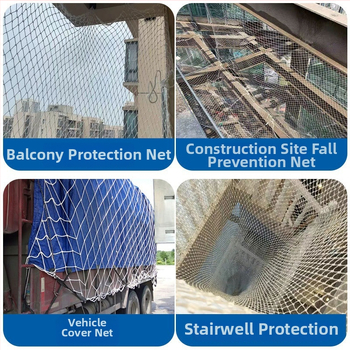 Nagy sűrűségű nejlon védőháló teherautókhoz kötélen rögzítve