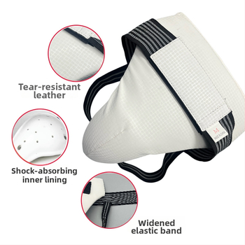 Ādas kirkšnies aizsargbikses cīņas sportiem — universālas, elpojošas, piemērotas Taekwondo un Sanda, kombinētā sporta aizsardzība