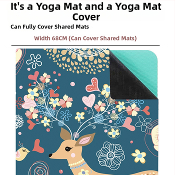 Μάτ γιόγκα με σουέντ εκτύπωση και καρτούν σχέδιο, απορροφά τον ιδρώτα, αντιολισθητικό, φυσικός καουτσούκ, φορητό και διπλούμενο