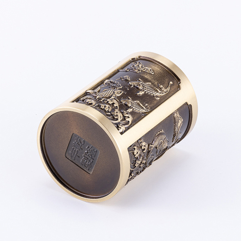 Rašiklio laikiklis su žuvies šuoliu per Drakono vartus, iš vario, šiuolaikinis minimalistinis stilius, liejimas, tinkamas kaip verslo dovanos