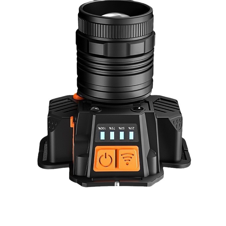 LED fejlámpa — USB újratölthető, szenzoros, hosszú hatótáv 200–500 m, 360°-os forgás (4000 mAh, alumínium ötvözet test)