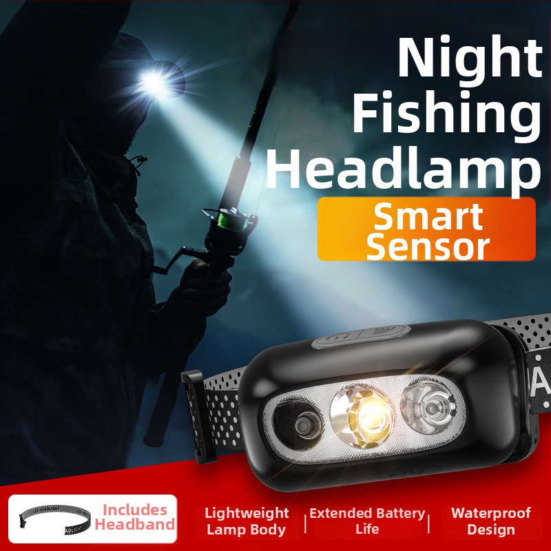 LED čelovka — ultra ľahká, nabíjateľná, 5W, batéria 14500 (400mAh), dosvit až 50 m, na kempovanie a nočné jazdenie