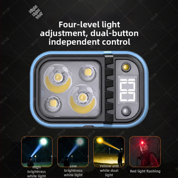 LED fejlámpa digitális kijelzővel, akkumulátoros működés, 500 m sugarú fénysugár, 6 óra üzemidő, súly 52 g