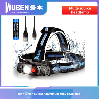 Wuben LED fejlámpa, 1200 lumen, alumínium ötvözet test, 2600 mAh USB újratölthető akkumulátor, 100–200 m hatótáv
