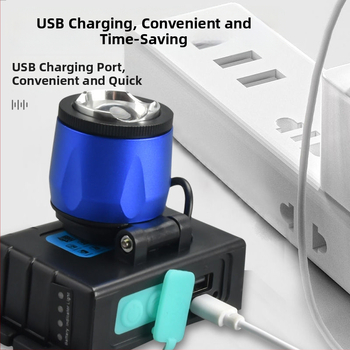 LED fejlámpa kettős fehér–kék LED-del, újratölthető, 120W, 5000mAh, 200–500 m hatótávolság