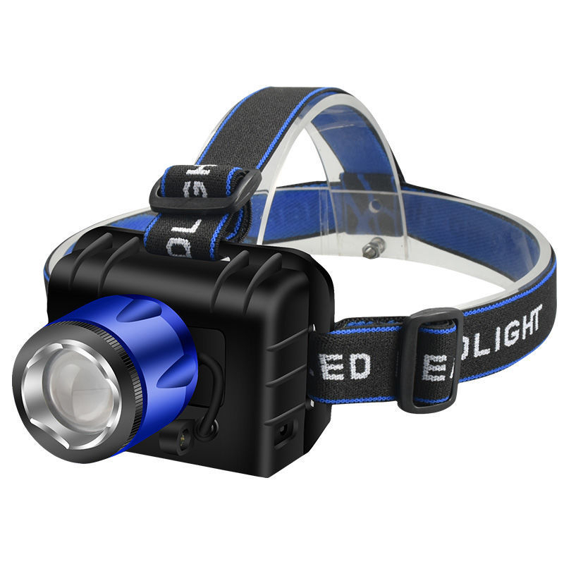 LED fejlámpa kettős fehér–kék LED-del, újratölthető, 120W, 5000mAh, 200–500 m hatótávolság