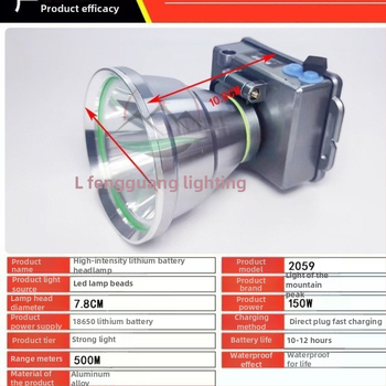 Éjszakai horgász LED fejlámpa, ultra fényes, 18650-es akkumulátorral, újratölthető, hatótáv 200–500 m, teljesítmény 300