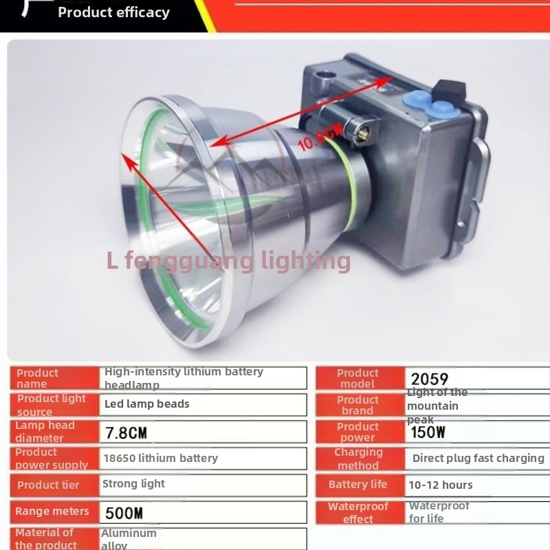 Éjszakai horgász LED fejlámpa, ultra fényes, 18650-es akkumulátorral, újratölthető, hatótáv 200–500 m, teljesítmény 300