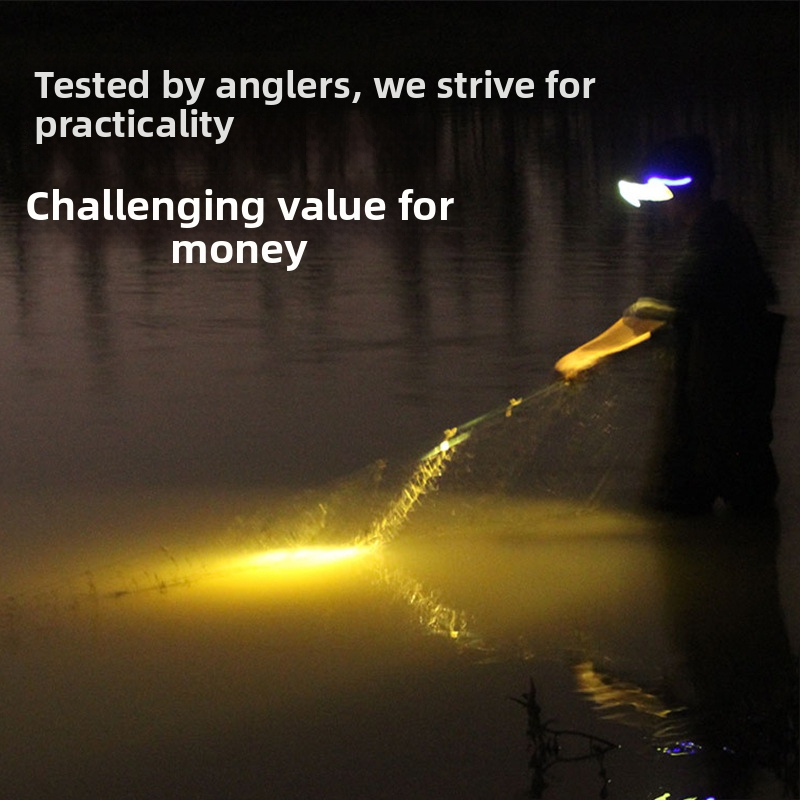LED makšķerēšanas luktura ar četriem gaismas avotiem, zoom, 360° griešana, ūdensizturīgs, maksimālais attālums 200-500 m