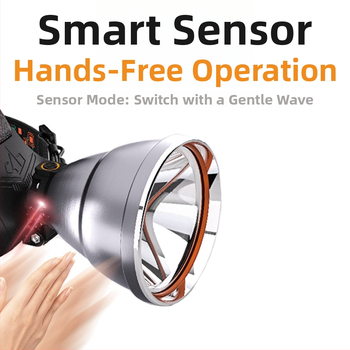 Tölthető, vízálló halászati fejlámpa kültéri kempingezéshez – LED 25W, 6000mAh akkumulátor, töltés, hatótávolság 200–500 m