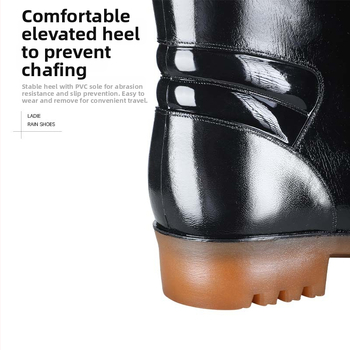 Ghete de ploaie, până la tibie, partea superioară din PVC, talpă din plastic, antiderapante, termice