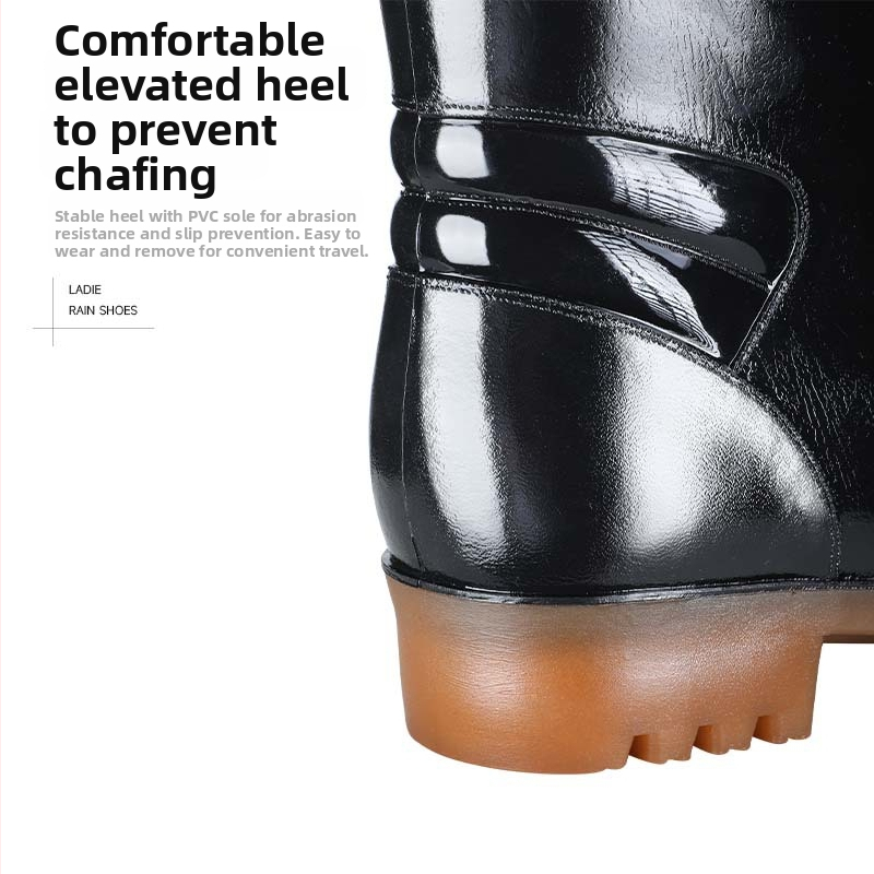 Ghete de ploaie, până la tibie, partea superioară din PVC, talpă din plastic, antiderapante, termice