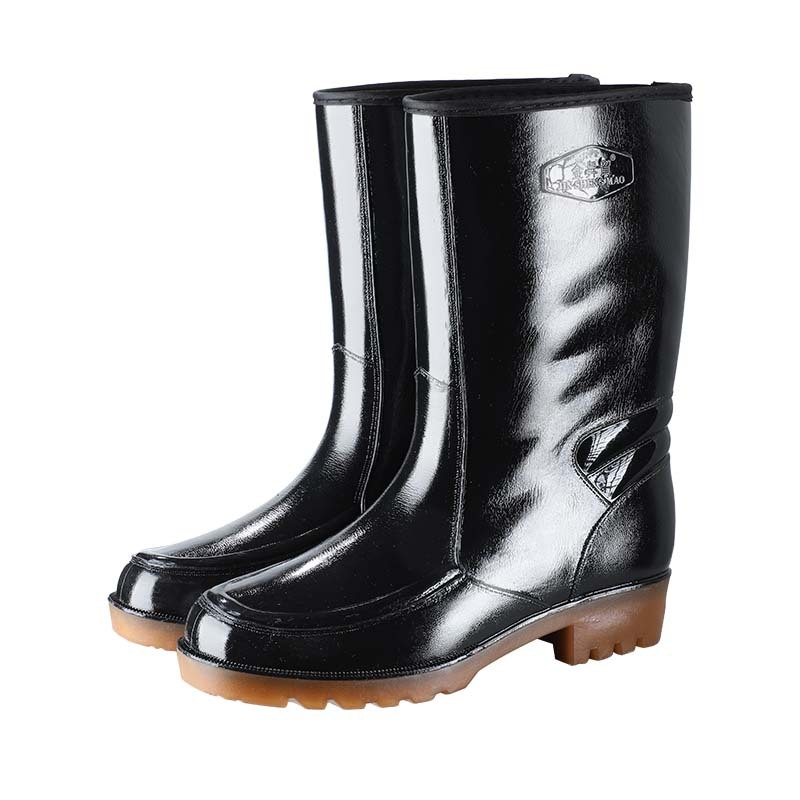 Ghete de ploaie, până la tibie, partea superioară din PVC, talpă din plastic, antiderapante, termice