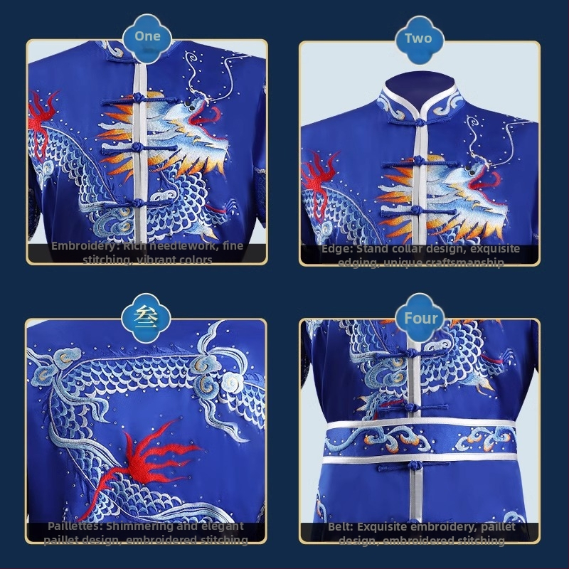 Taichi varžybų uniforma su siuvinėjimu, unisex, suaugusieji, poliesterio audinys 100%