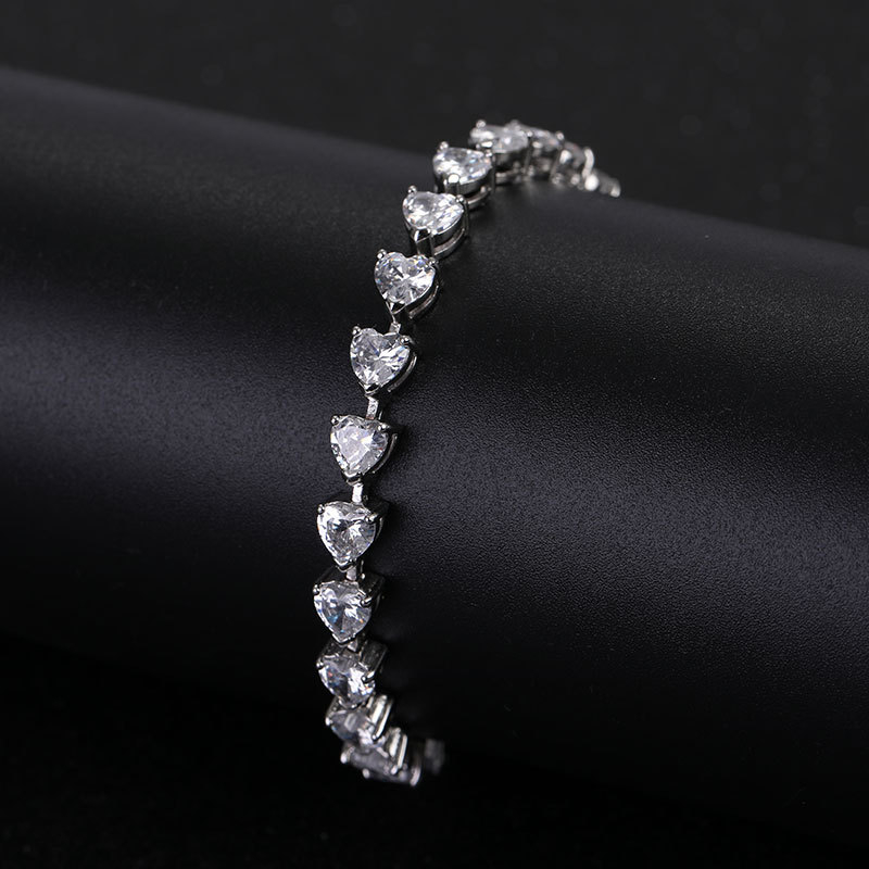 Narukvica od S925 srebra, srcolikog oblika, jednostavan ženski stil, elektroplatiranje