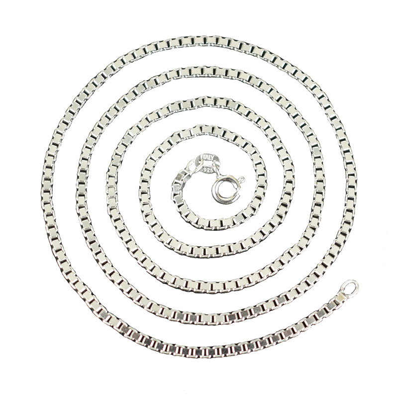 Colier box chain din argint 925, multistrat, fără pandantiv, electroplacat