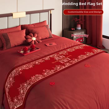 Vestuvinė lovos vėliava su dviguba laime - nuotakos kambario dekoras | Medžiaga: šilkiniai gėlių žiedai; Paskirtis: vestuvės; Dovana: asmeninė dovana; Tinka gimtadienio dovanai