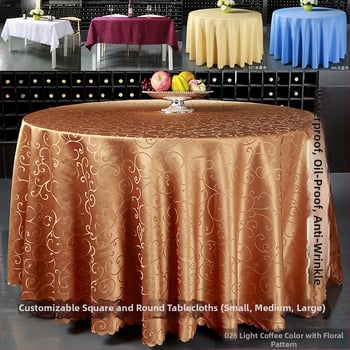 Apaļš galdauts, audums, vienkrāsains raksts, viesnīcas stils