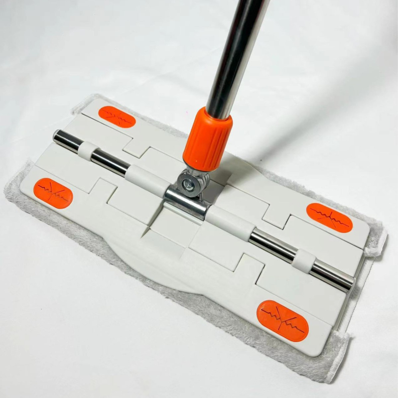 Plokščias mopas su plėveliniu audiniu medinėms grindims — galvutė iš superfininių pluoštų, nerūdijančio plieno kotas, keturkampis vandens suspaudimas, dvigubos pavaros