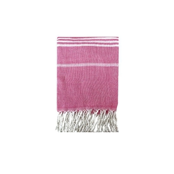 Plážová osuška s strapcami a pruhmi, ochrana proti slnku, polyester-bavlna, 300–400 g, 16 vlákien, plochá väzba