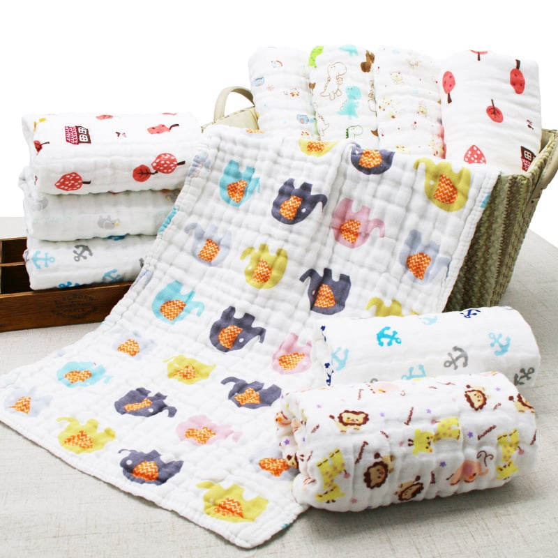 Hat rétegű 100% pamut géz törölköző, nagy sűrűségű anyag, arcra és testre