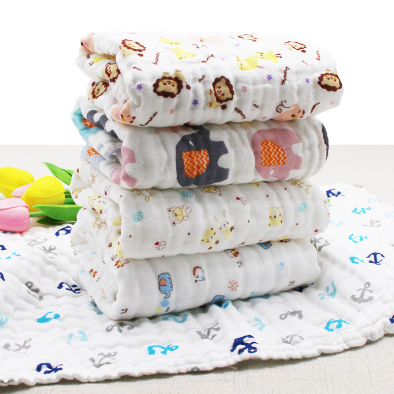 Hat rétegű 100% pamut géz törölköző, nagy sűrűségű anyag, arcra és testre