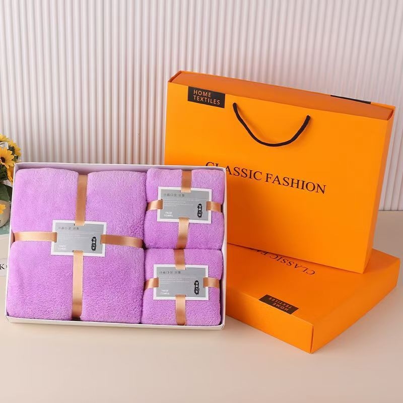 Koraļļu flīsi dvieļu komplekts dāvanas kastītē, 230 g, plakanais audums, logotipa druka pieejama.