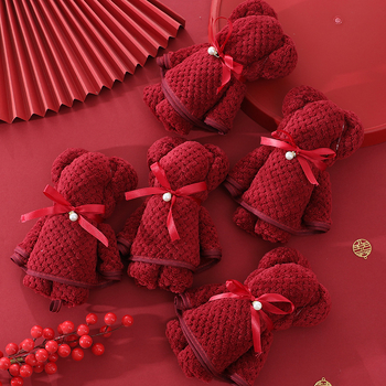 Vjenčani ručnik s motivom medvjeda od koralnog velura, 150D, s rubom, 50–80 g, marka Thousands of bamboo