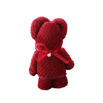 Vjenčani ručnik s motivom medvjeda od koralnog velura, 150D, s rubom, 50–80 g, marka Thousands of bamboo