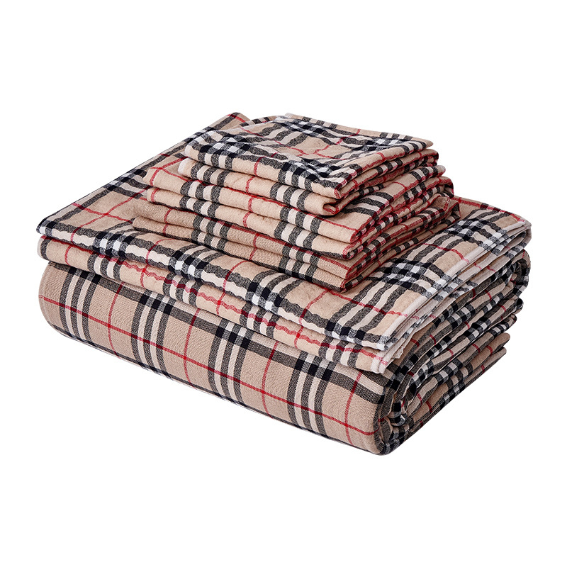 Set ručnika i deke od čiste pamuka, karirana gaz, 32 komada, frotir mek i upijajući