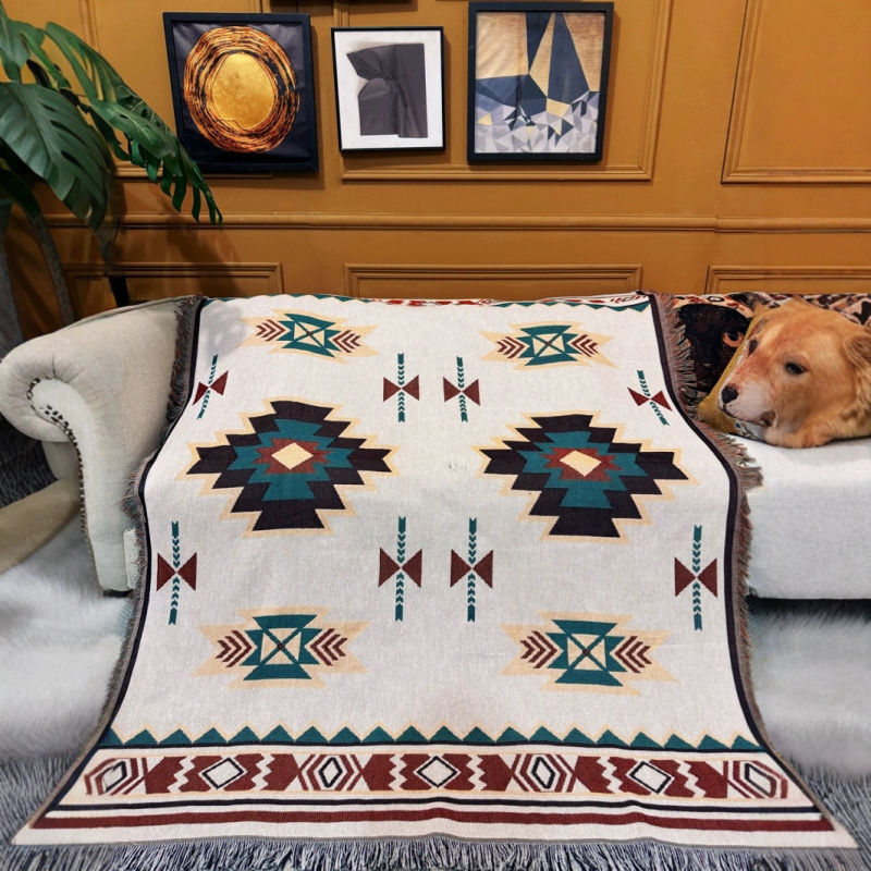 Boho stil pamuk deka s geometrijskim uzorkom, 800–999 g, INS stil, pogodna za sve sezone