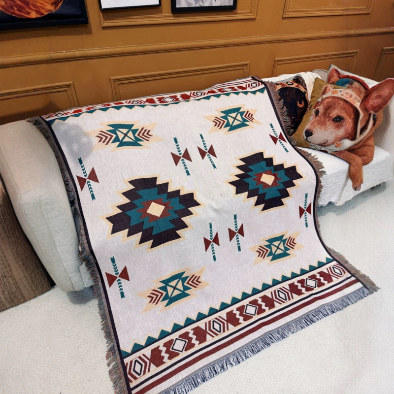 Boho stil pamuk deka s geometrijskim uzorkom, 800–999 g, INS stil, pogodna za sve sezone