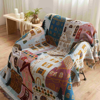 Pătură decorativă geometrică din poliester, temă Crăciun, 800–999 g, stil Lux ușor, pentru patru sezoane