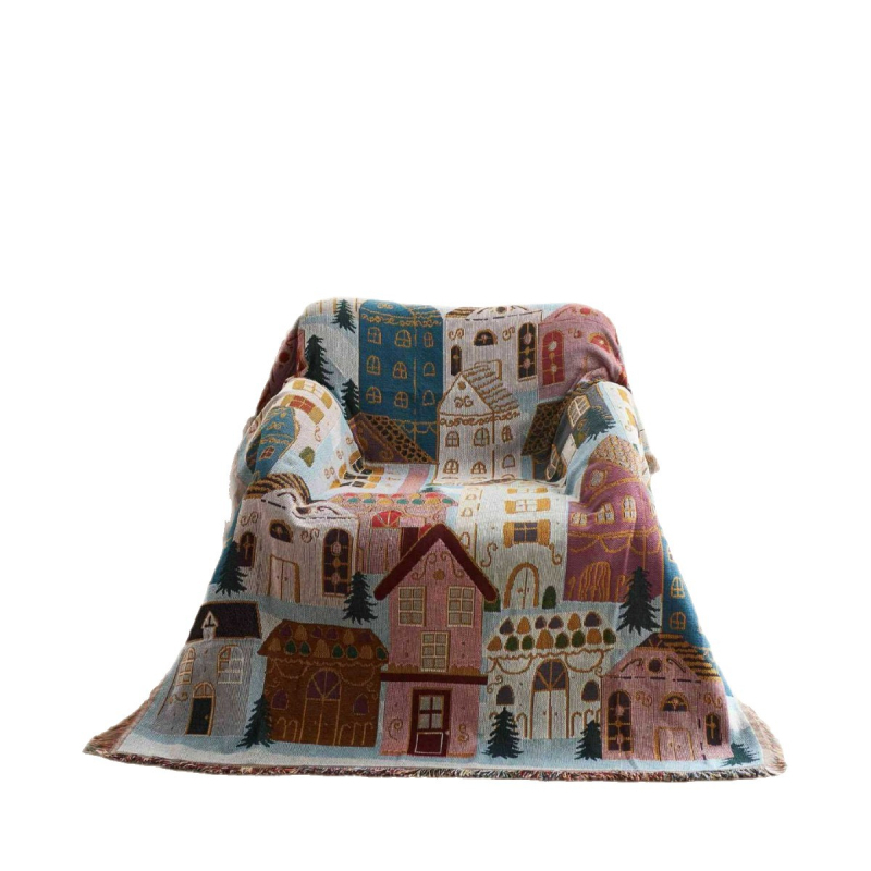 Pătură decorativă geometrică din poliester, temă Crăciun, 800–999 g, stil Lux ușor, pentru patru sezoane