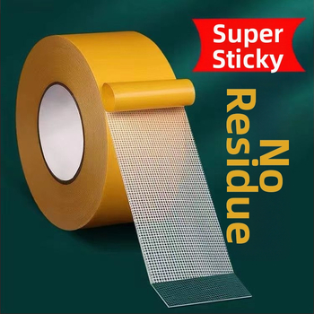 Audinio pagrindu turinti dvipusė lipnioji juostelė, skaidri, atplėšiama tinklelė, be žymių.