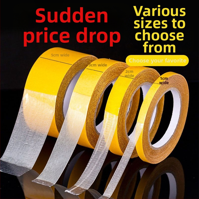 Audinio pagrindu turinti dvipusė lipnioji juostelė, skaidri, atplėšiama tinklelė, be žymių.