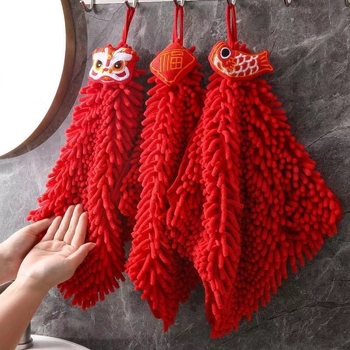Chenille ručnik za ruke s kukom za vješanje – kuhinja i kupaonica, 50–80 g, 10 niti