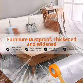 Taisnstūra PE putekļu aizsargfilms mājsaimniecībai – pielāgojams pūļu aizsargs segums mēbelēm, logotipa drukāšana pieejama