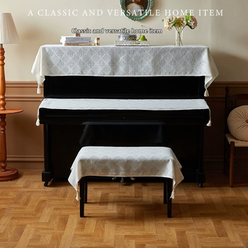 Κάλυμμα πιάνου με δαντέλα, μισό κάλυμμα, προστασία από σκόνη, ύφασμα από βαμβάκι και λινό, μοντέρνο μινιμαλιστικό στυλ