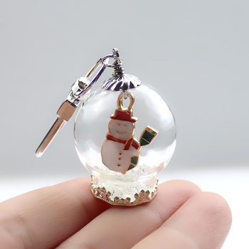 Μπρελόκ με κρεμαστό μοτίβο Άγιος Βασίλης, χιονάνθρωπος και χριστουγεννιάτικο δέντρο, υλικό γυαλί και λαζουρίτης, γλυκό στυλ, κατάλληλο για δώρο