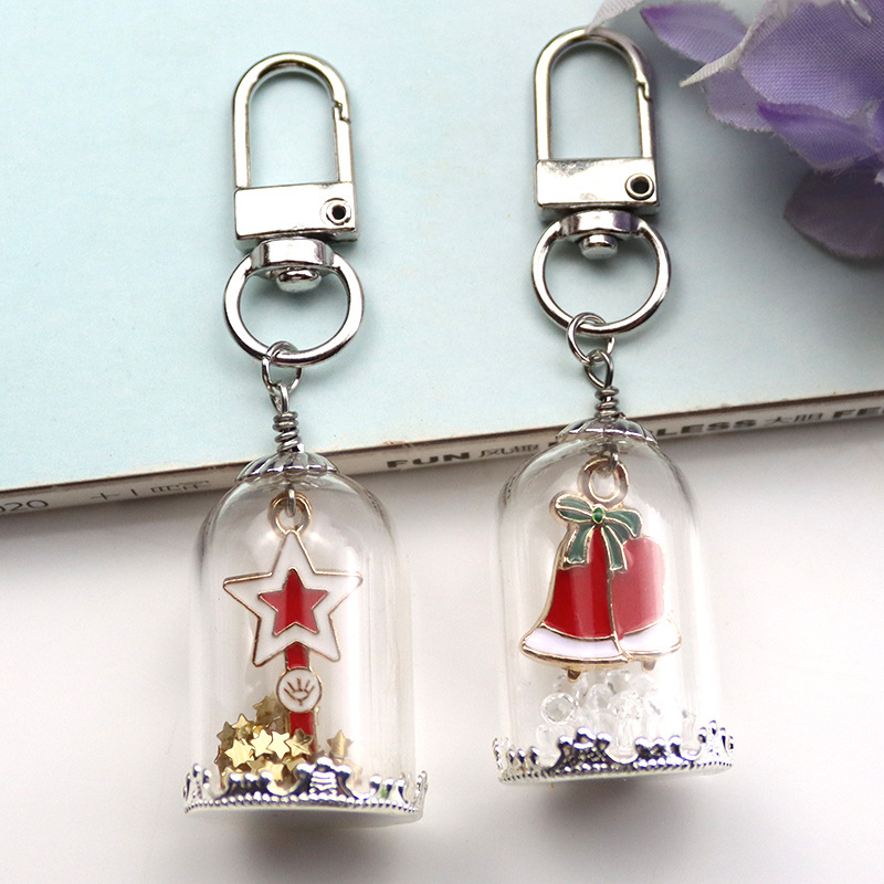 Μπρελόκ με κρεμαστό μοτίβο Άγιος Βασίλης, χιονάνθρωπος και χριστουγεννιάτικο δέντρο, υλικό γυαλί και λαζουρίτης, γλυκό στυλ, κατάλληλο για δώρο