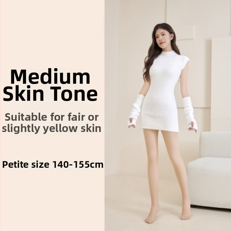 All-in-one чорапогащник с плюшена подплата, велурена материя, смес nylon/polyester/spandex, средна плътност, тънък силует, есенно-зимна употреба